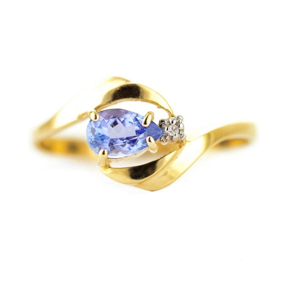 14K  GOLD RING WITH NATURAL DIAMOND & TANZANITE - Picture 2 of 6